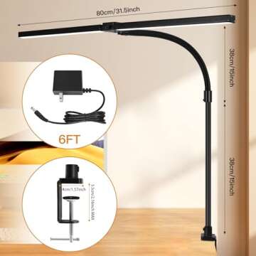 MACASA Double Head LED Desk Lamp with Remote Control - Bright and Versatile!