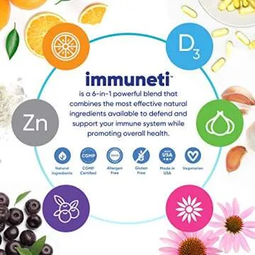 Immuneti - Advanced Immune Defense, 6-in-1 Powerful Blend of Vitamin C, Vitamin D3, Zinc, Elderberri...