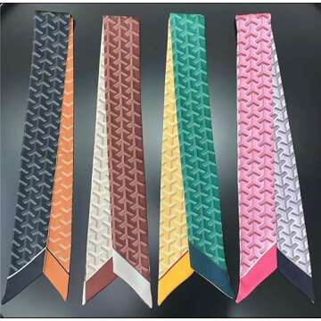 Horse Skinny Scarf for Women - Bag, Purse, Handbag, Hair, Handle, Accessory, Gift (Pink and Violet Chevron)