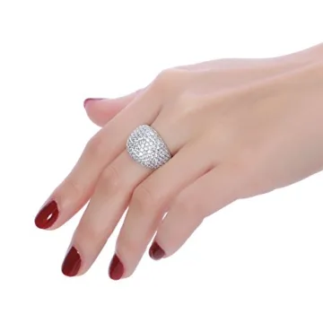 Stunning White Diamond Accent Dome Ring for Women