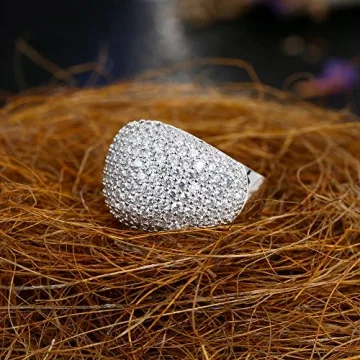 Stunning White Diamond Accent Dome Ring for Women