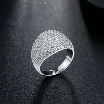 Stunning White Diamond Accent Dome Ring for Women