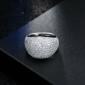 Stunning White Diamond Accent Dome Ring for Women
