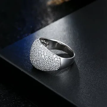 Stunning White Diamond Accent Dome Ring for Women
