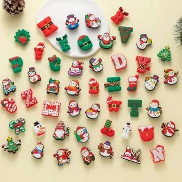 MelleFlarynsun 50 pcs Christmas Shoe Charms Fit for Clog Wristband Bracelet Decoration Santa Claus P...