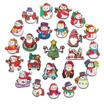 MelleFlarynsun 50 pcs Christmas Shoe Charms Fit for Clog Wristband Bracelet Decoration Santa Claus Pins Accessories for Women Men Adult Birthday Christmas Party Favor Gifts