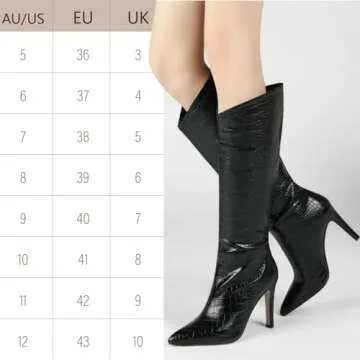 MUCCCUTE Women's Metallic Knee High Boots-Pointed Toe Stiletto Chrome Thigh High Boots-Sexy Fashion Long Boots