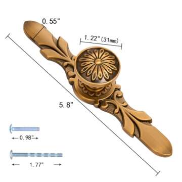 Aandxmok 10 Pack Round Antique Copper Knobs with Backplate - 1.22” Knob & 5.8” Plate - Rustic Dr...