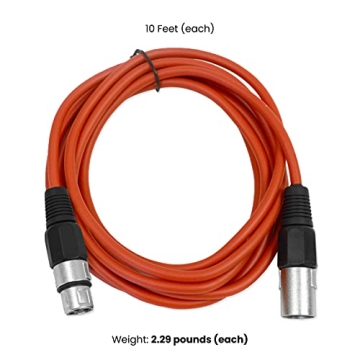 Seismic Audio Speakers 10 Foot XLR Patch Cables - Pack of 6 in Multiple Colors