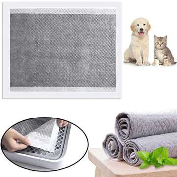 kathson Rabbit Pee Pads Disposable Cage Liners 50PCS All Absorb Black Carbon Odor Control Bunny Training Accessories with Quick-Dry Surface for Puppy Guinea Pig Kitten Hedgehog Small Animals