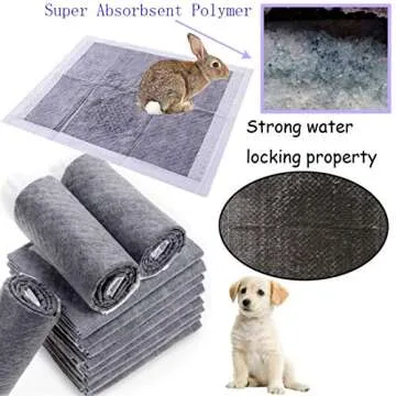 kathson Rabbit Pee Pads Disposable Cage Liners 50PCS All Absorb Black Carbon Odor Control Bunny Training Accessories with Quick-Dry Surface for Puppy Guinea Pig Kitten Hedgehog Small Animals
