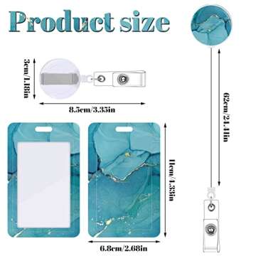3 Set Heavy Duty Badge Holder with Retractable Reel, Marble Retractable ID Badge Holders with Clip N...