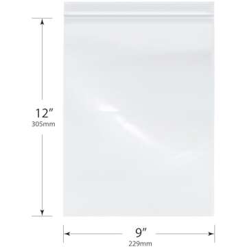 Plymor 9" x 12" (Case of 1,000), 2 Mil Zipper Reclosable Plastic Bags