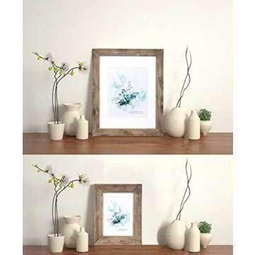 KAIWIN 100% Solid Wood Brown 11x14 Picture Frame 2 Pack Display Picture 8x10 with Mat, HD Glass Inside, Rustic Wooden Photo Frames for Wall Mounting