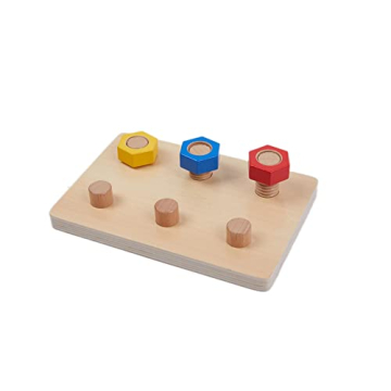 Wooden Toys for Toddlers 1 2 3 Years Old Jumbo 3 Color Wooden Nuts and 6 Bolts On Board,Wooden Puzzl...