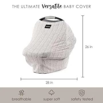 Milk Snob Original 5-in-1 Cover - Added Privacy for Breastfeeding, Baby Car Seat, Carrier, Stroller, High Chair, Shopping Cart, Lounger Canopy - Newborn Essentials, Nursing Top, Herringbone