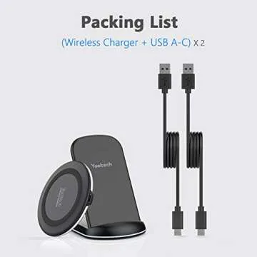Yootech Wireless Charger,[2 Pack] 10W Max Wireless Charging Pad Stand Bundle,Compatible with iPhone 15/15 Plus/15 Pro Max/14/13/SE 2022/12/11/X/8,Galaxy S22/S21/S20, for AirPods Pro 2 (No AC Adapter)