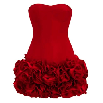 SanLIJIAN Strapless Cocktail Party Gowns Bodycon Short Prom Dress Sweetheart Mini Dress Red