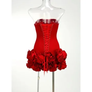 SanLIJIAN Red Strapless Mini Dress for Parties