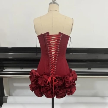 SanLIJIAN Red Strapless Mini Dress for Parties