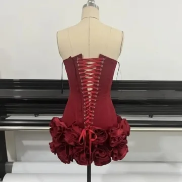 SanLIJIAN Red Strapless Mini Dress for Parties