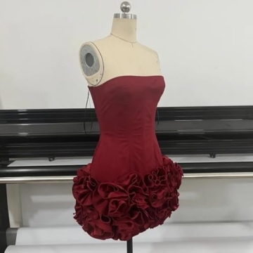 SanLIJIAN Red Strapless Mini Dress for Parties