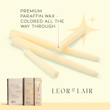 Ivory Taper Candles - Unscented 12 Pack for Events and Home