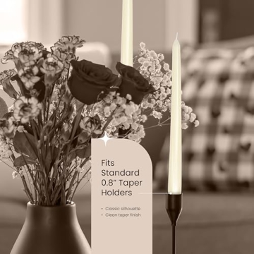 Ivory Taper Candles - Unscented 12 Pack for Events and Home