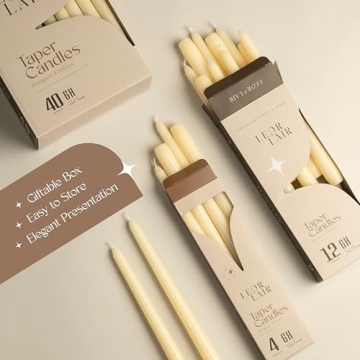 Ivory Taper Candles - Unscented 12 Pack for Events and Home