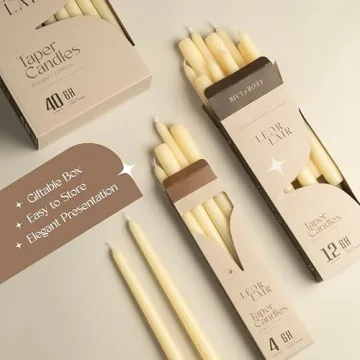 Ivory Taper Candles - Unscented 12 Pack for Events and Home