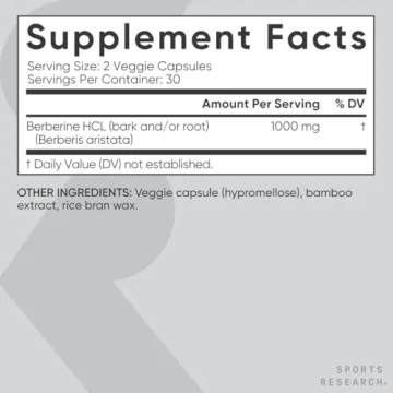 Sports Research Berberine - Vegan Metabolic Health Support
