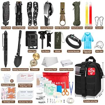 238Pcs Emergency Survival Kit and First Aid Kit, Professional Survival Gear Tool with Tactical Molle...