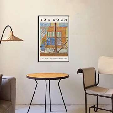 Framed Canvas Wall Art A Pork-Butcher’s Shop Seen from a Window, 1888 By Van Gogh Famous Paintings Reproduction Classical Artwork Wall Art for Living Room, Bedroom, Office 16x24in (Black Framed)