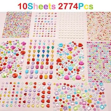 2774pcs Gem Stickers Jewels for Crafts - Self Adhesive Rhinestone Jewel Stickers, Stick on Gems Rhinestones for Crafts, Acrylic Bling Heart Stickers, Craft Supplies for Kids