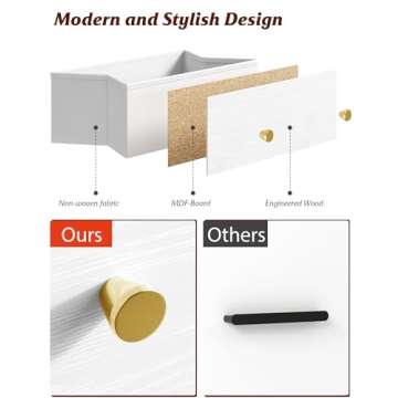 Nicehill 3 Drawer Dresser, White Nightstand for Bedroom with Fabric Drawers, Small Dresser Bedside Table Chest of Drawers for Bedroom, Hallway, Entryway, Closets,Kids' Room (White)