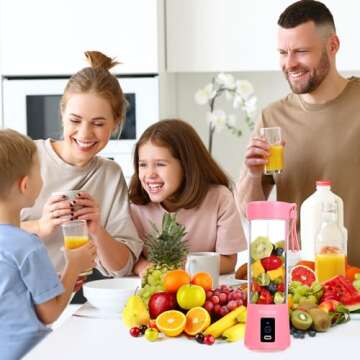 Mialoe Portable Blender, Personal Size Eletric USB Juicer Cup, Fruit, Smoothie, Baby Food Mixing Machine Magnetic Secure Switch 14 oz (Pink)