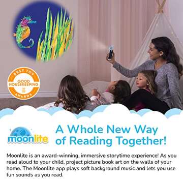 Moonlite Storytime Mini Projector with 4 Eric Carle Stories, A Magical Way to Read Together, Digital Storybooks, Fun Sound Effects, Early Sensory Learning, Gifts for Kids Ages 1 and Up