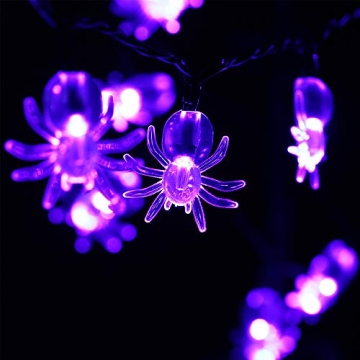 RECESKY 2 Pack Purple Spider String Lights with Timing Function- Total 80 LED 28Ft Battery Halloween String Lights for Halloween Party Decor, Halloween Decoration, Halloween Lighting, House, Bedroom