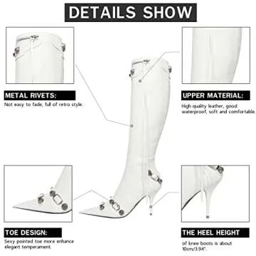 Stylish VOMIRA Knee High Women Boots with Rivets