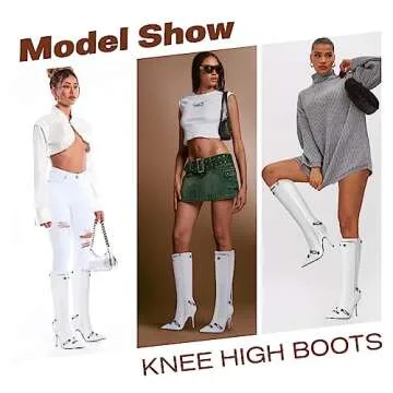 Stylish VOMIRA Knee High Women Boots with Rivets