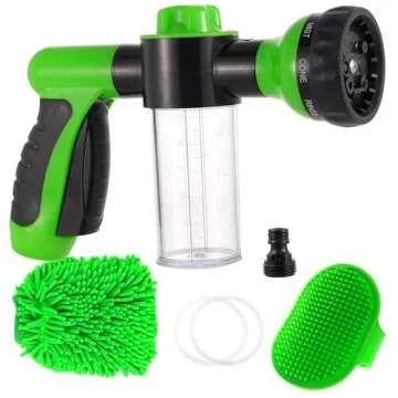 Kamirola High Pressure 8 in 1 Car Wash Brush Foam Gun,Garden Hose Nozzle Foam Cannon Bottle Soap Spr...