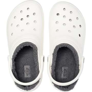 Crocs Men's and Women's Classic Lined Clog, White/Grey 2, USMen5/Women7