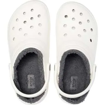 Crocs Men's and Women's Classic Lined Clog, White/Grey 2, USMen5/Women7