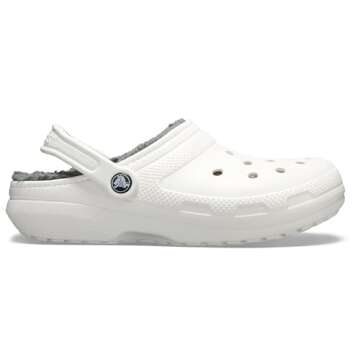 Crocs Men's and Women's Classic Lined Clog, White/Grey 2, USMen5/Women7