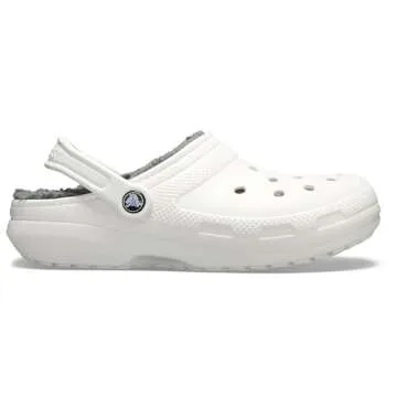 Crocs Men's and Women's Classic Lined Clog, White/Grey 2, USMen5/Women7