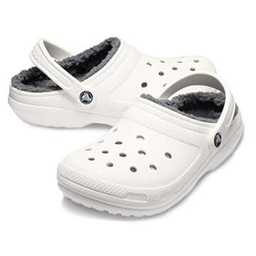Crocs Men's and Women's Classic Lined Clog, White/Grey 2, USMen5/Women7