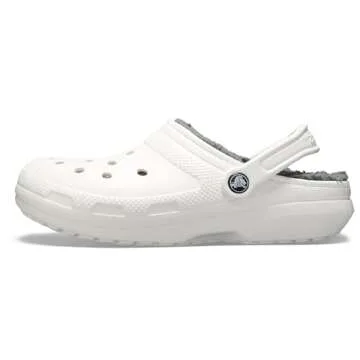 Crocs Men's and Women's Classic Lined Clog, White/Grey 2, USMen5/Women7