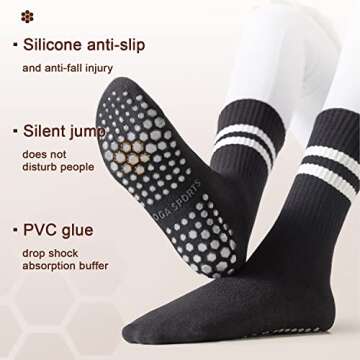 Diu Life 3 Pack Grip Socks Yoga Socks with Grips for Women Non Slip, Pilates, Workout, Pure Barre, B...