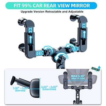 Phone Mount for Car, 360° Rotatable and Retractable Car Phone Holder Mount Free Adjustment Rear Vie...