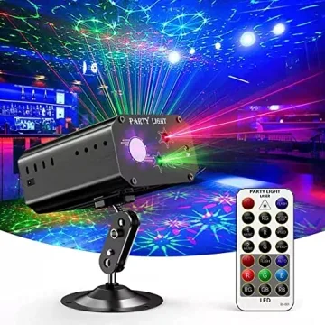Party Lights Dj Disco Lights, Strobe Stage Light Sound Activated Laser Llights Projector with Remote...